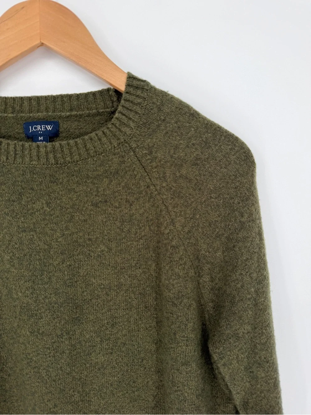 J.Crew Lambswool Blend Raglan Crewneck Sweater Green Men's - M